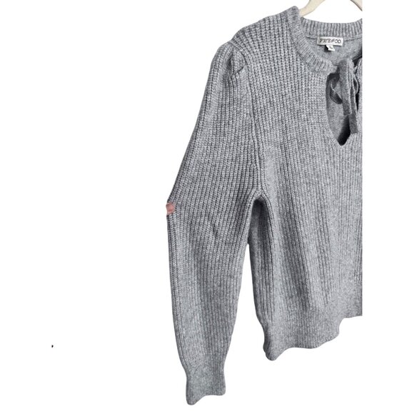 Frye and Co. split crew neck long sleeve pullover sweater size‎ L puff shoulder - Picture 3 of 6